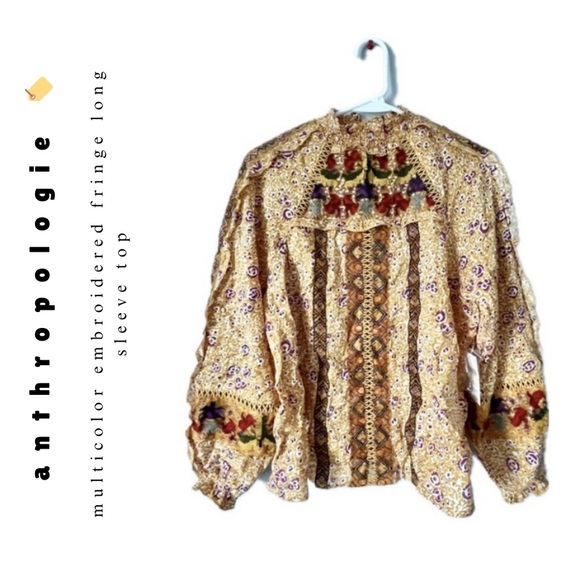 🏷️Anthropologie Maeve Goldie embroidered ruffle blouse - Picture 3 of 17